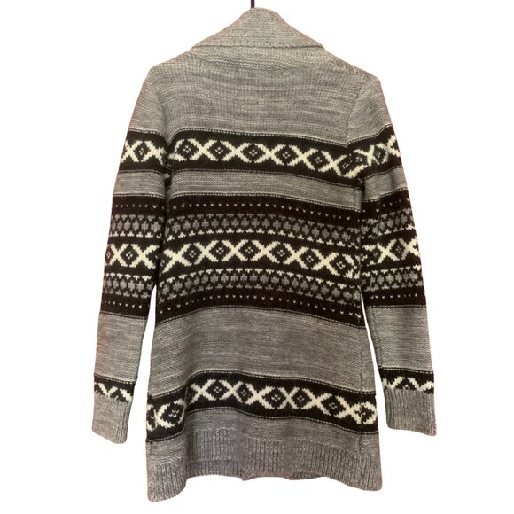Sansara Fair Isle Cardigan Sweater Gray Women’s Small - Picture 3 of 5